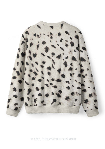 Cow Dots Y2K Knit Sweatshirt Cherrykitten
