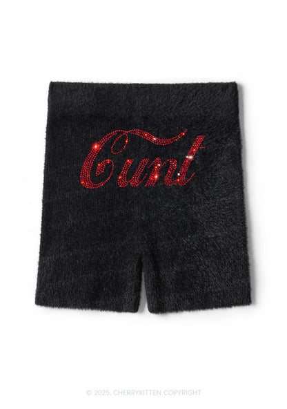 Rhinestone Special Cxxt Y2K Fluffy Shorts Cherrykitten