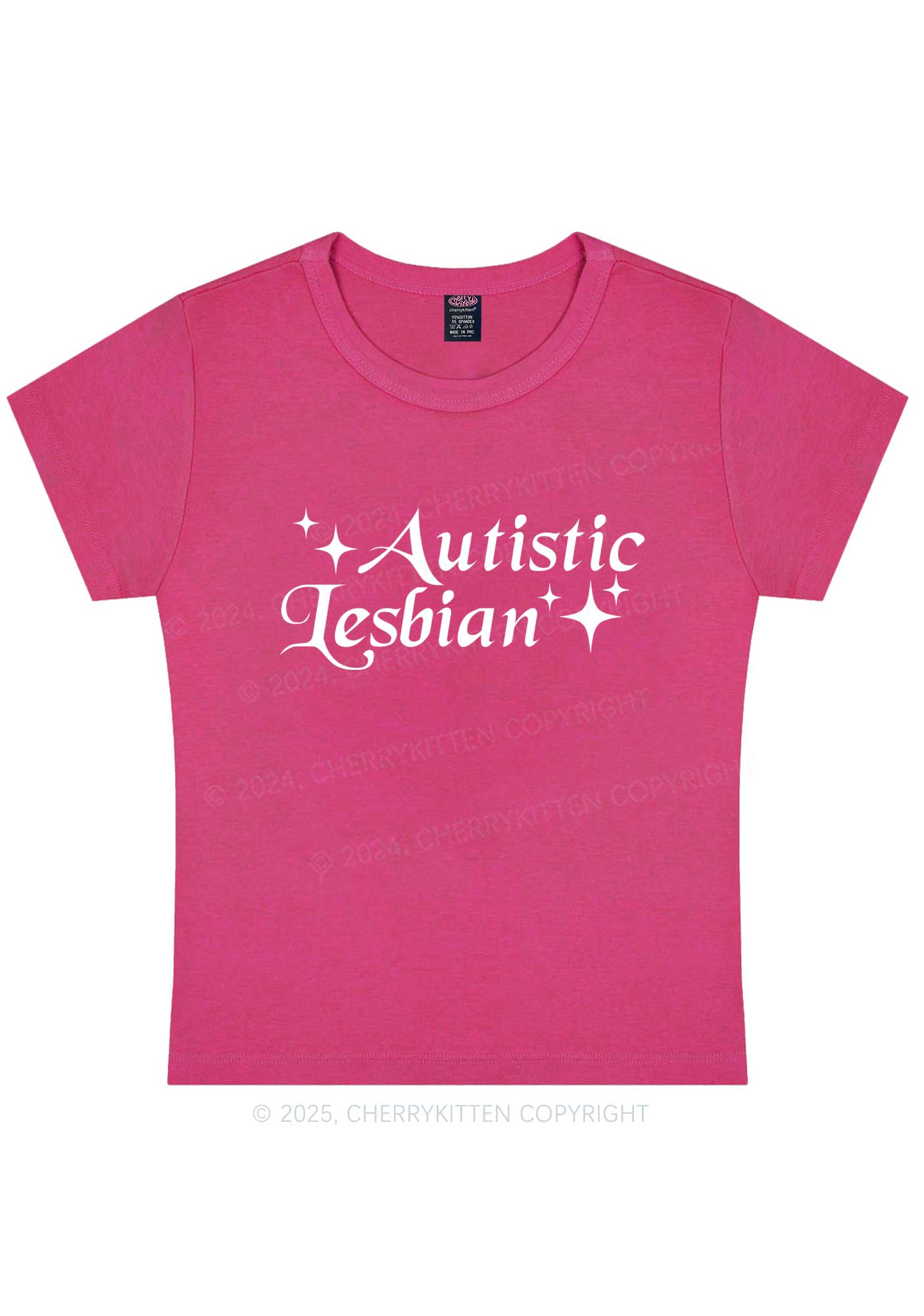 Autistic Lesbian Y2K Baby Tee Cherrykitten