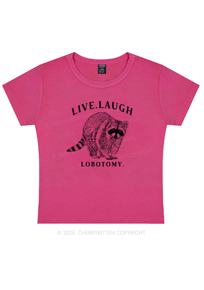Live Laugh Lobotomy Raccoon Y2K Baby Tee Cherrykitten
