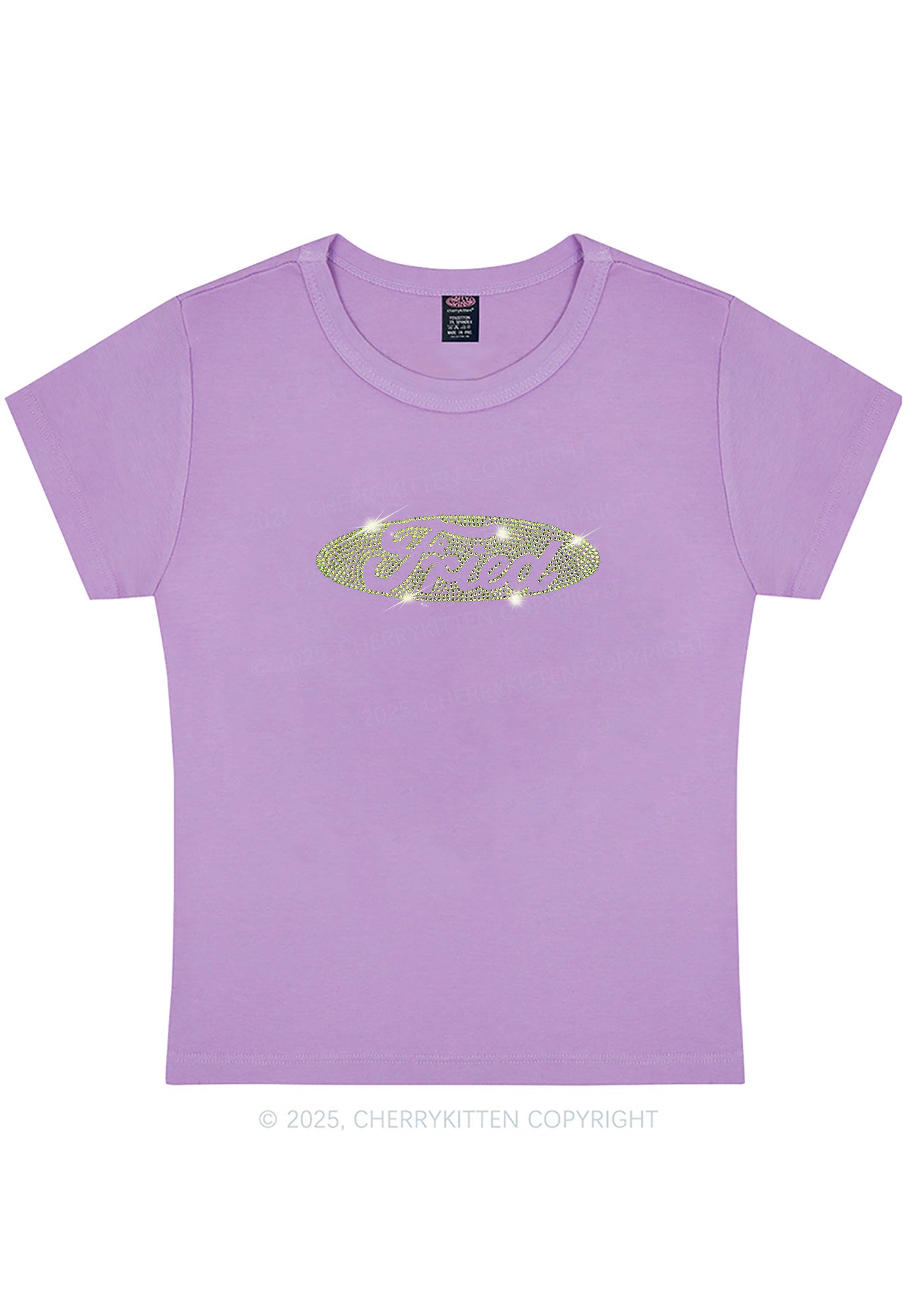 Rhinestone Fried Y2K Baby Tee Cherrykitten