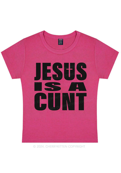 Jesus Is A Cxxt Y2K Baby Tee Cherrykitten
