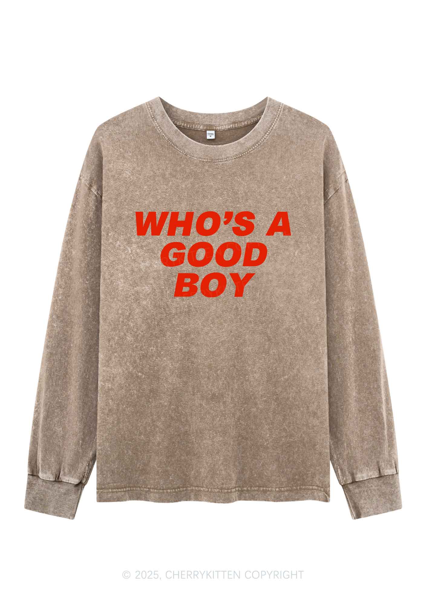 Whos A Good Boy Y2K Washed Long Sleeves Cherrykitten
