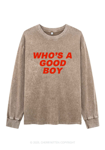 Whos A Good Boy Y2K Washed Long Sleeves Cherrykitten