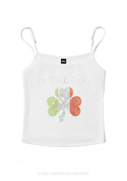 Rhinestone Otalian St Patricks Y2K Spaghetti Strap Cami Cherrykitten