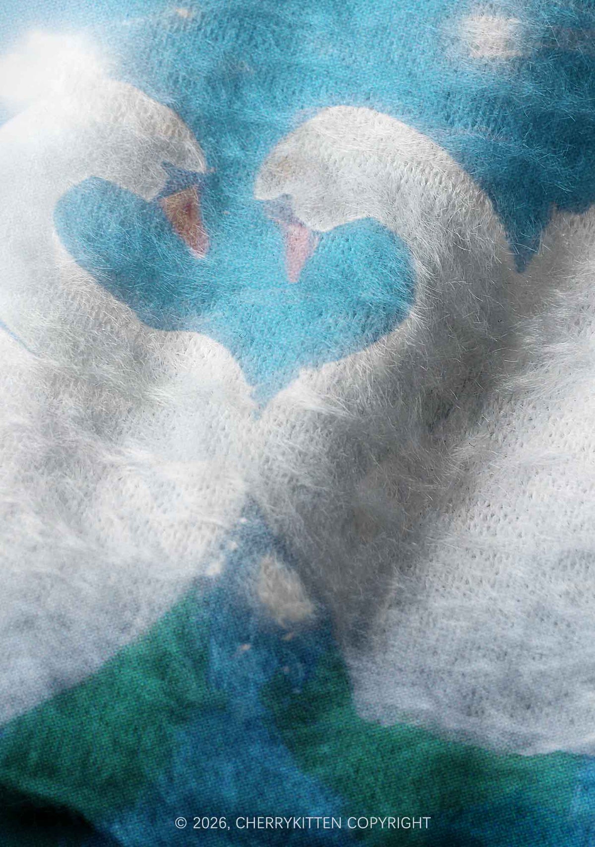 Swan Lovers Y2K Print Knit Beanie Cherrykitten
