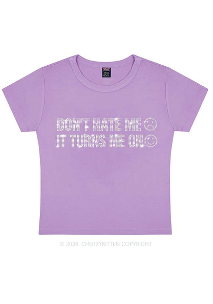Rhinestone Dont Hate Me Y2K Baby Tee Cherrykitten