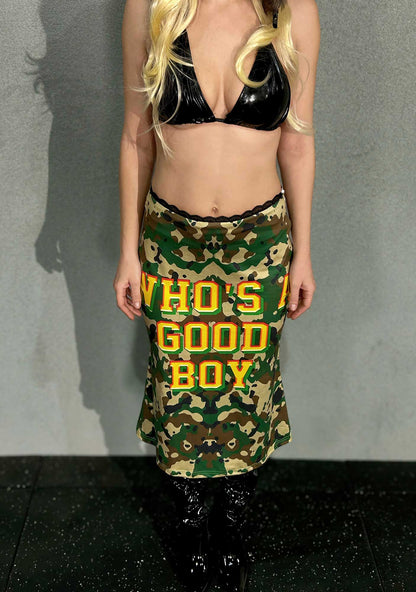 Whos A Good Boy Y2K Print Midi Skirt Cherrykitten