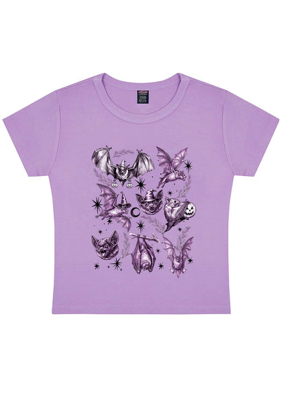 Halloween Bat Wizard Hat Y2K Baby Tee Cherrykitten