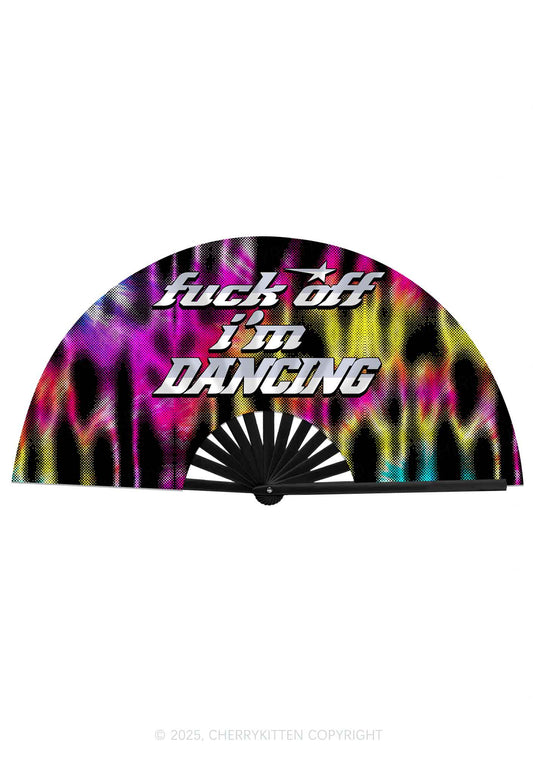 Fxxk Off Im Dancing Leopard Y2K Rave Hand Fan Cherrykitten