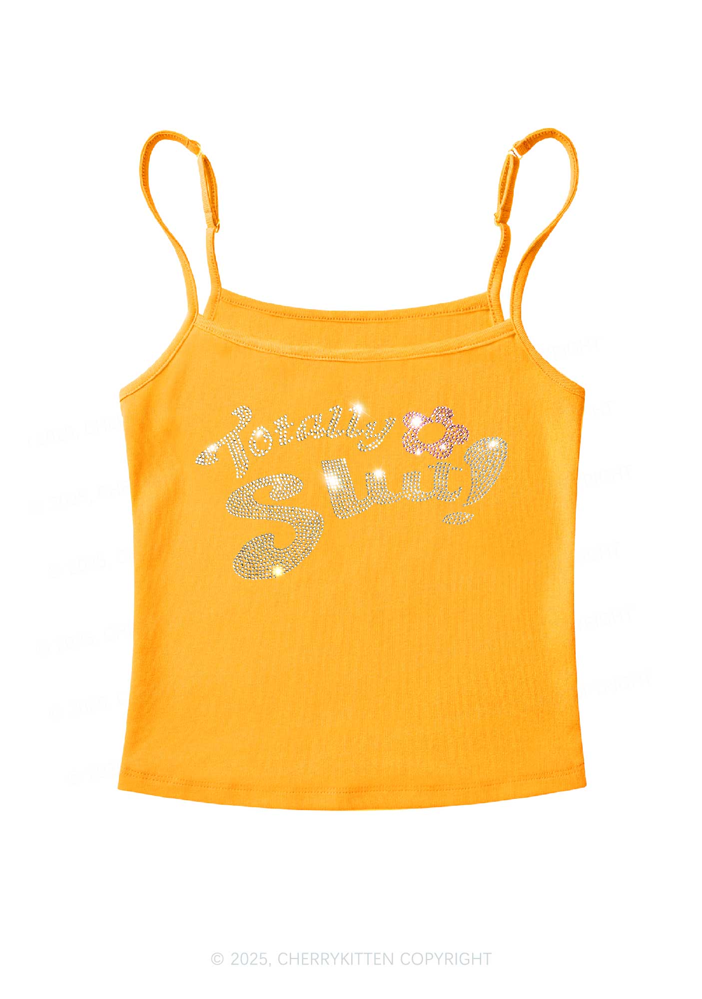 Rhinestone Totally Slxt Y2K Spaghetti Strap Cami Cherrykitten