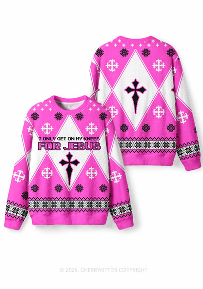 Get On Knees For Jesus Y2K Christmas Knit Sweatshirt Cherrykitten