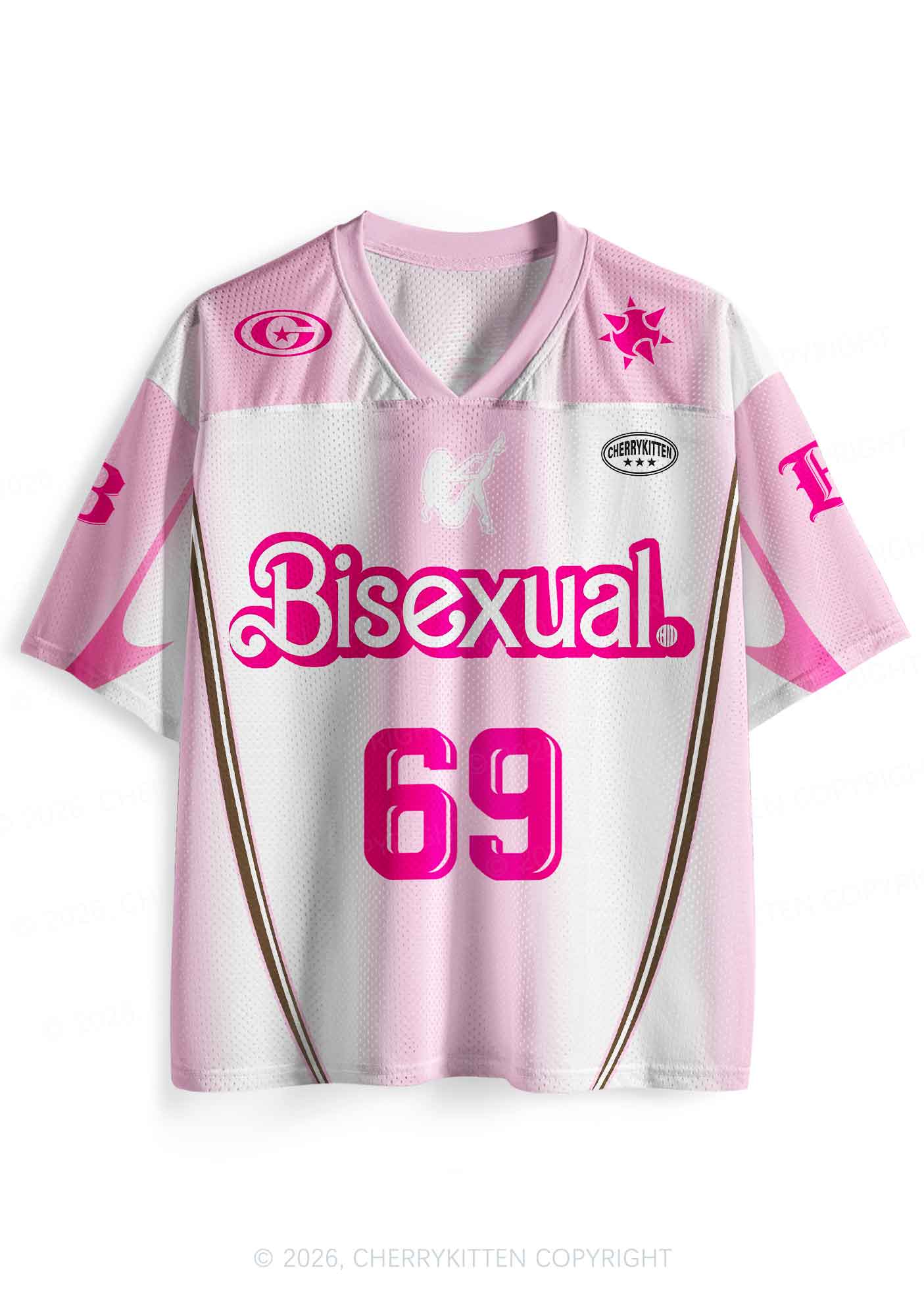 Pink Bisexual Pride Y2K Sport Jersey Shirts Cherrykitten