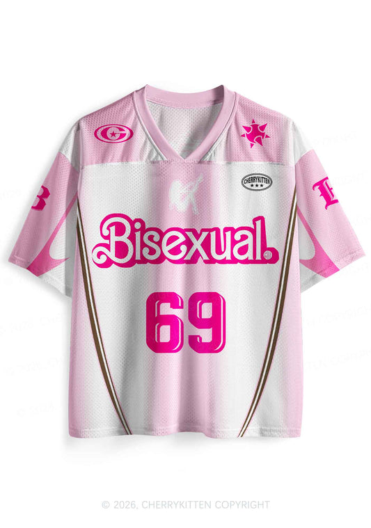 Pink Bisexual Pride Y2K Sport Jersey Shirts Cherrykitten