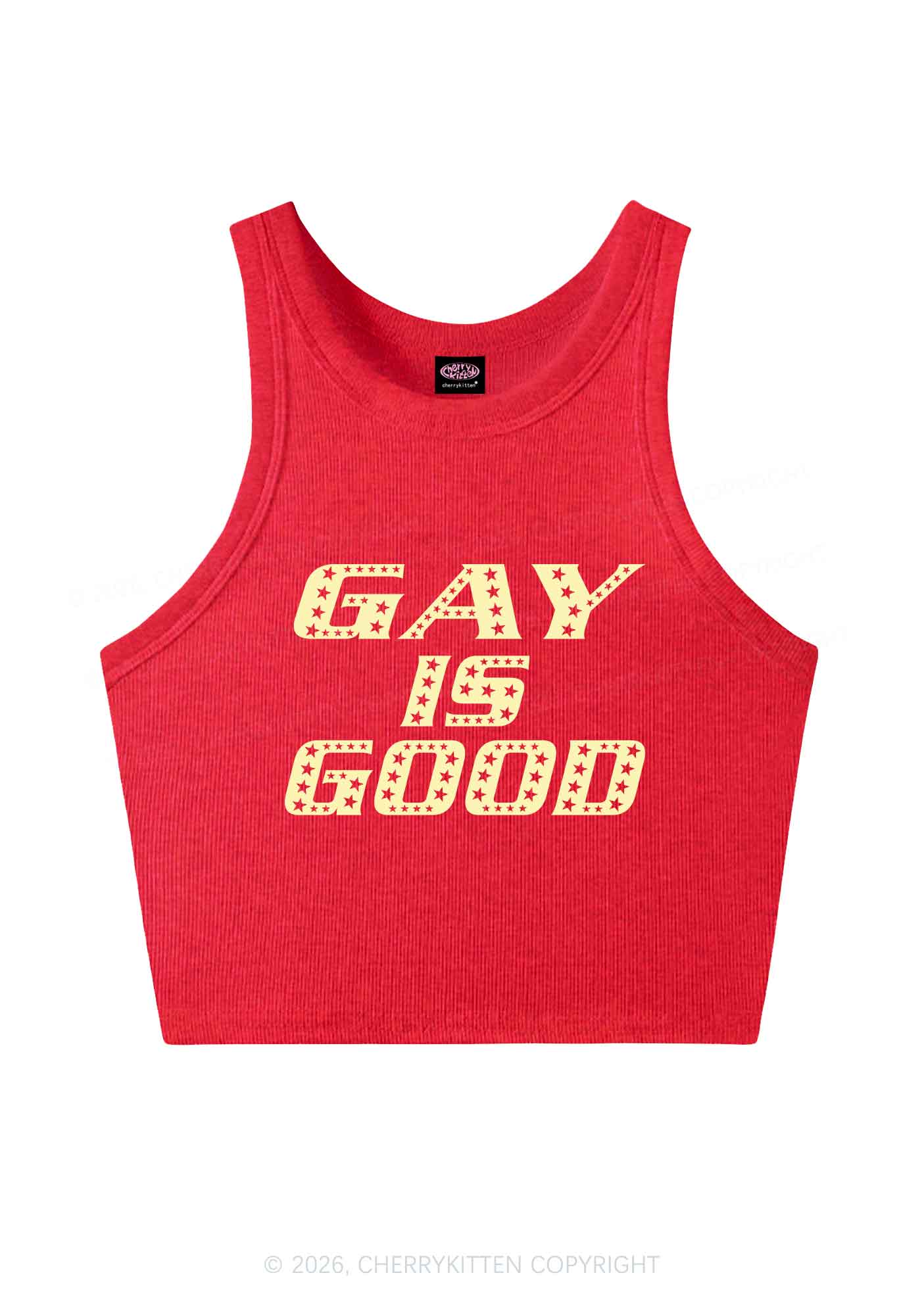 Gay Is Good Pride Y2K Crop Tank Top Cherrykitten