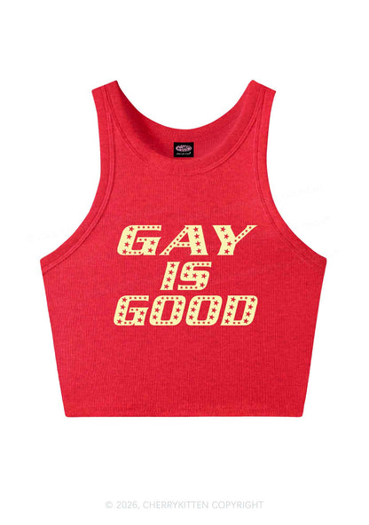 Gay Is Good Pride Y2K Crop Tank Top Cherrykitten