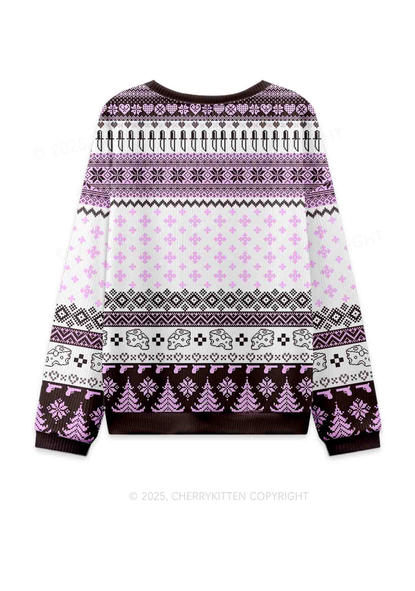 Smoking Rats Y2K Knit Sweatshirt Cherrykitten
