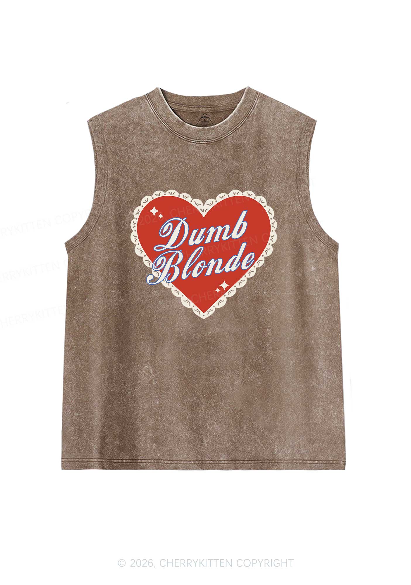 Dumb Blonde Valentine's Day Y2K Washed Muscle Tank Cherrykitten