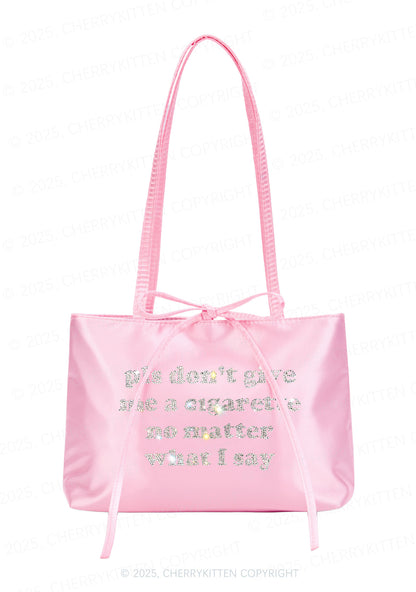 Rhinestone Dont Give Me Cigarette Y2K Satin Bags Cherrykitten