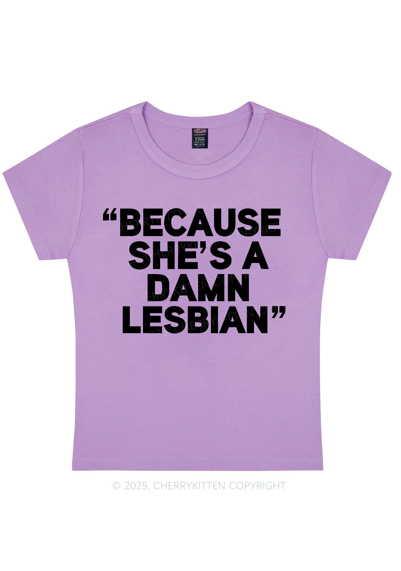 She's A Damn Lesbian Y2K Baby Tee Cherrykitten