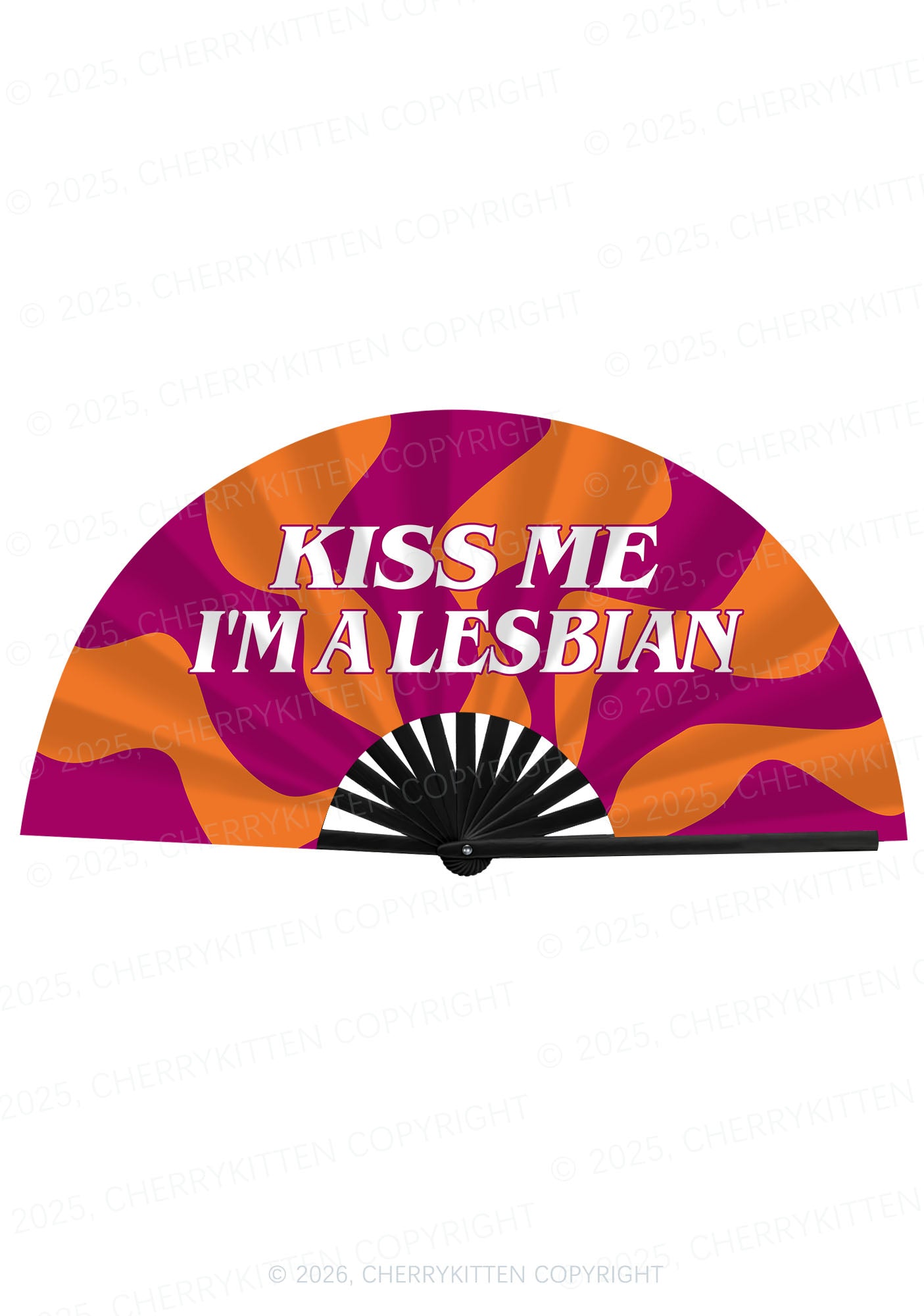 Kiss Me Im Lesbian Pride Y2K Rave Hand Fan Cherrykitten