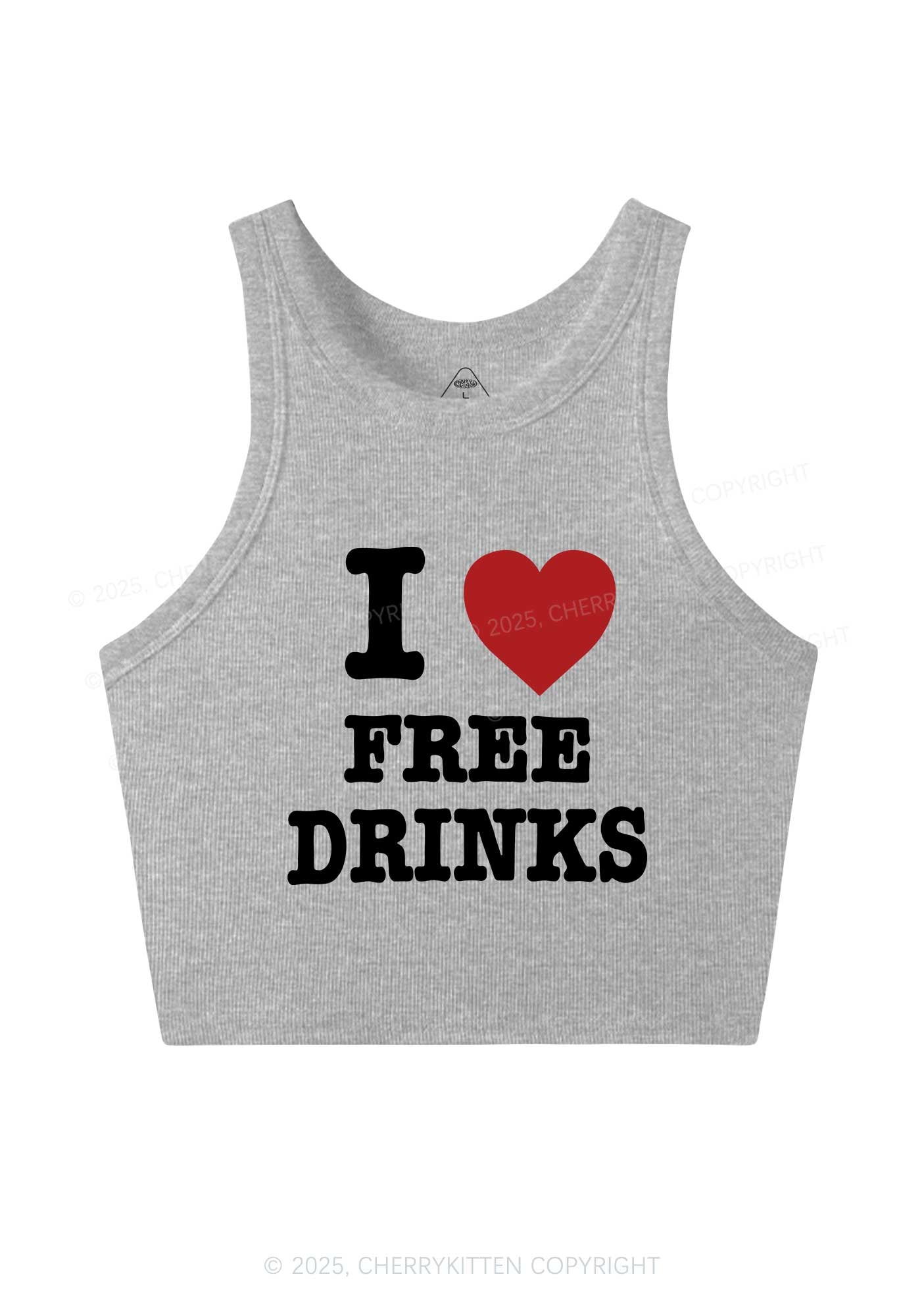 I Love Free Drinks Y2K Crop Tank Top Cherrykitten