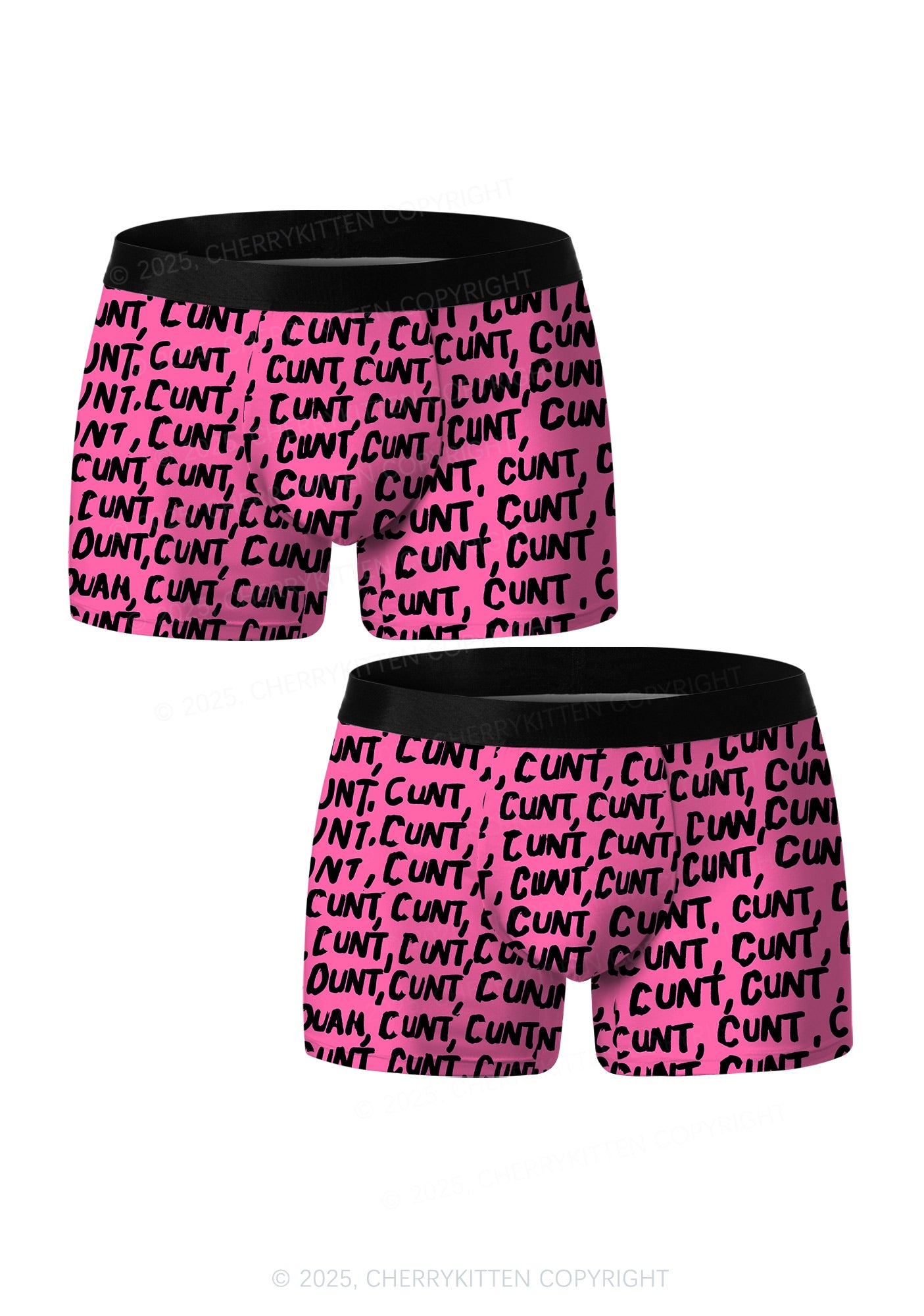 Black Cxxt On Pink Valentine's Day Y2K Print Couples Boxer Briefs Set Cherrykitten