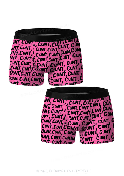 Black Cxxt On Pink Valentine's Day Y2K Print Couples Boxer Briefs Set Cherrykitten