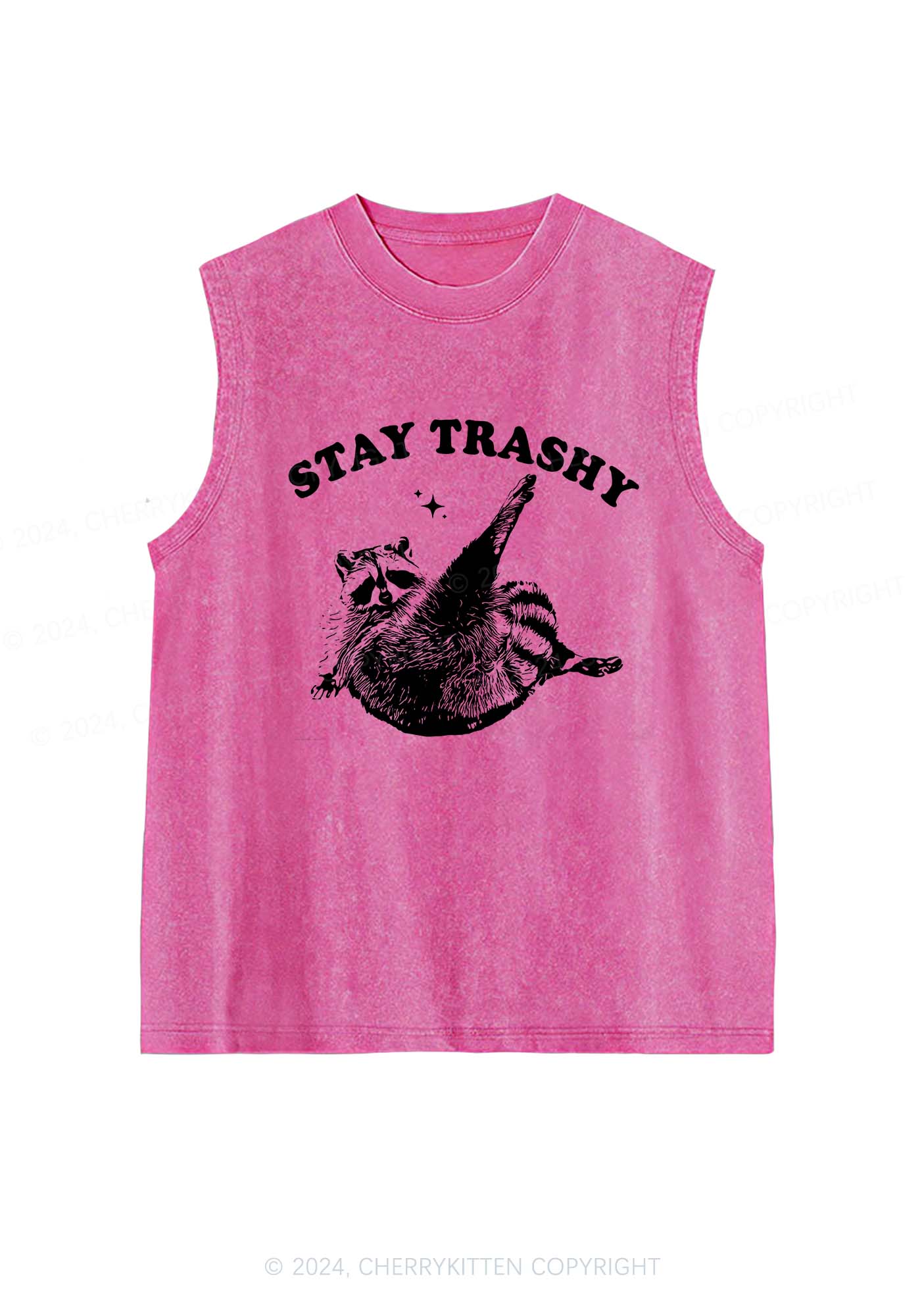 Raccoon Stay Trashy Y2K Washed Tank Cherrykitten