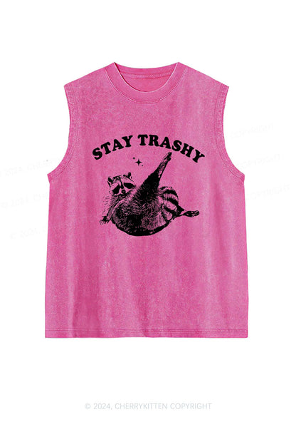 Raccoon Stay Trashy Y2K Washed Tank Cherrykitten
