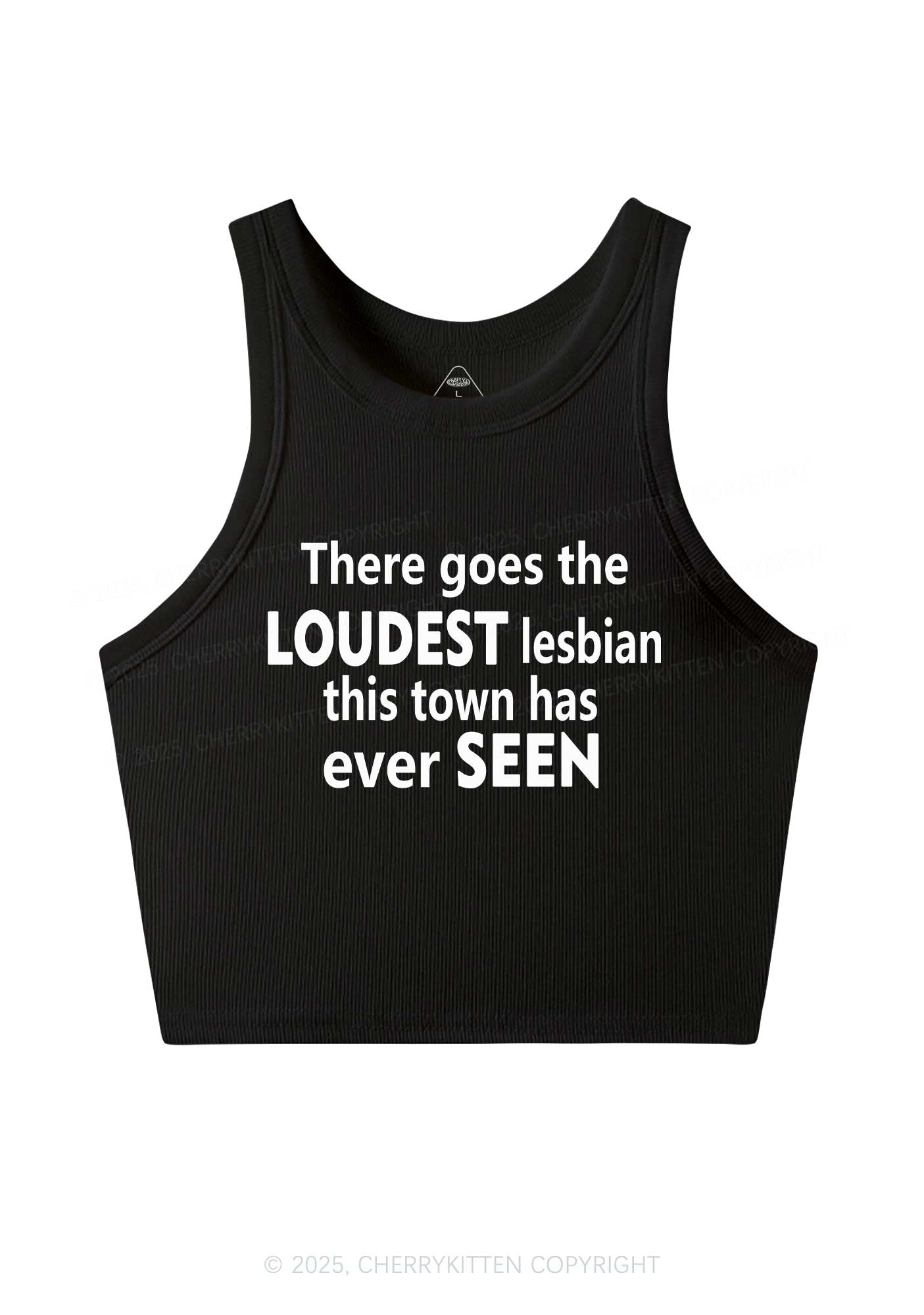 Loudest Lesbian Has Ever Seen Y2K Crop Tank Top Cherrykitten