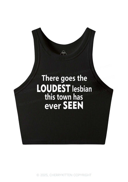 Loudest Lesbian Has Ever Seen Y2K Crop Tank Top Cherrykitten