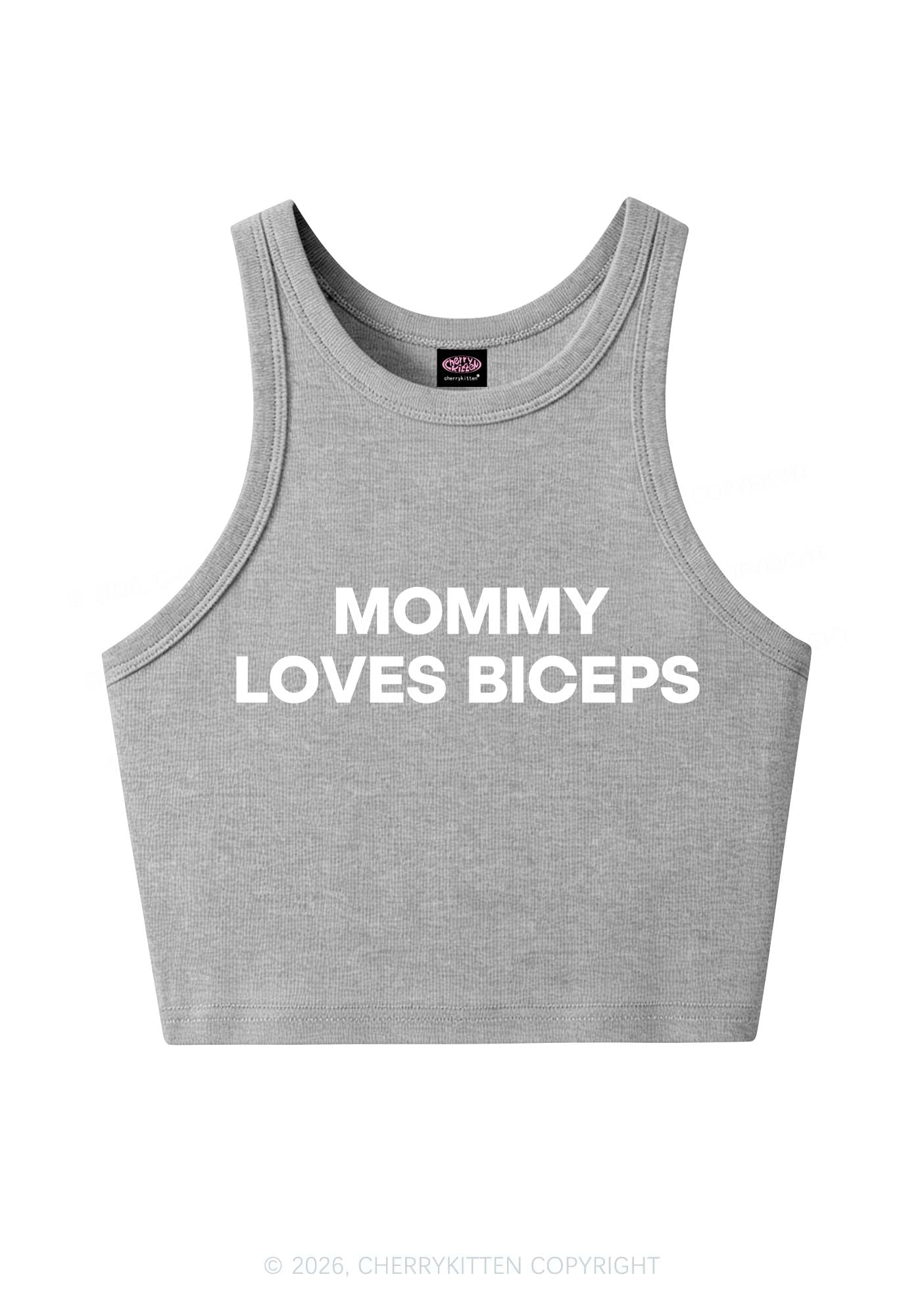Mommy Loves Biceps Y2K Crop Tank Top Cherrykitten
