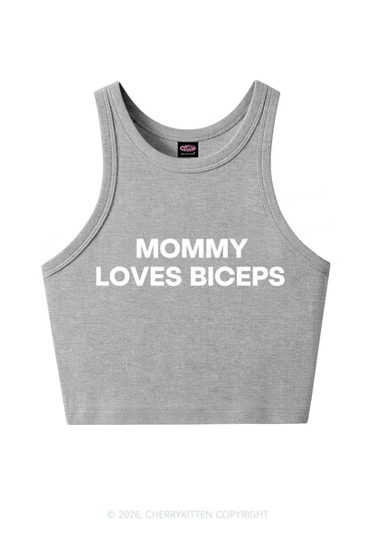 Mommy Loves Biceps Y2K Crop Tank Top Cherrykitten
