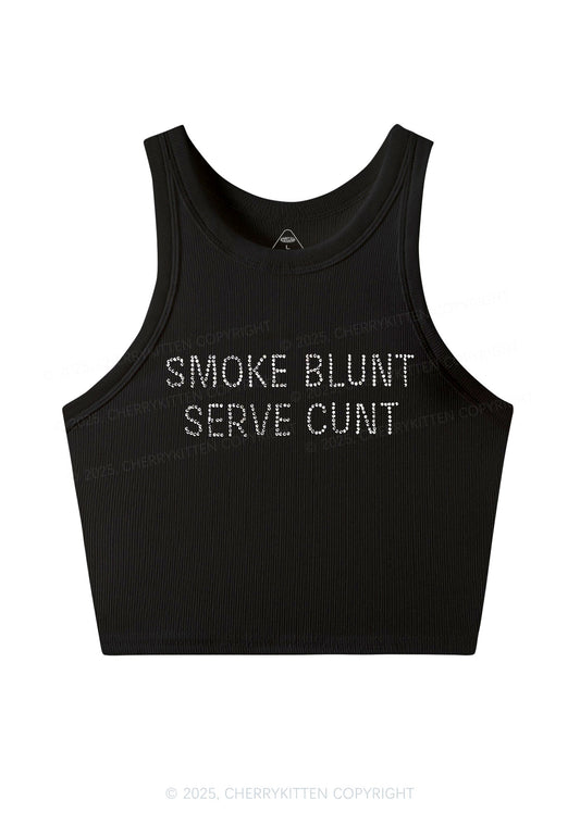 Rhinestone Smoke Blunt Y2K Crop Tank Top Cherrykitten