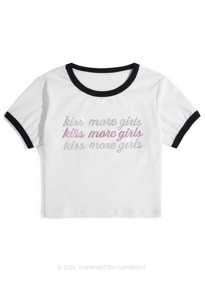 Rhinestone Kiss More Girls Pride Y2K Ringer Tee Cherrykitten