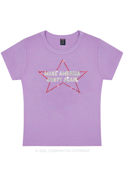 Rhinestone Make America Cxxty Again Y2K Baby Tee Cherrykitten