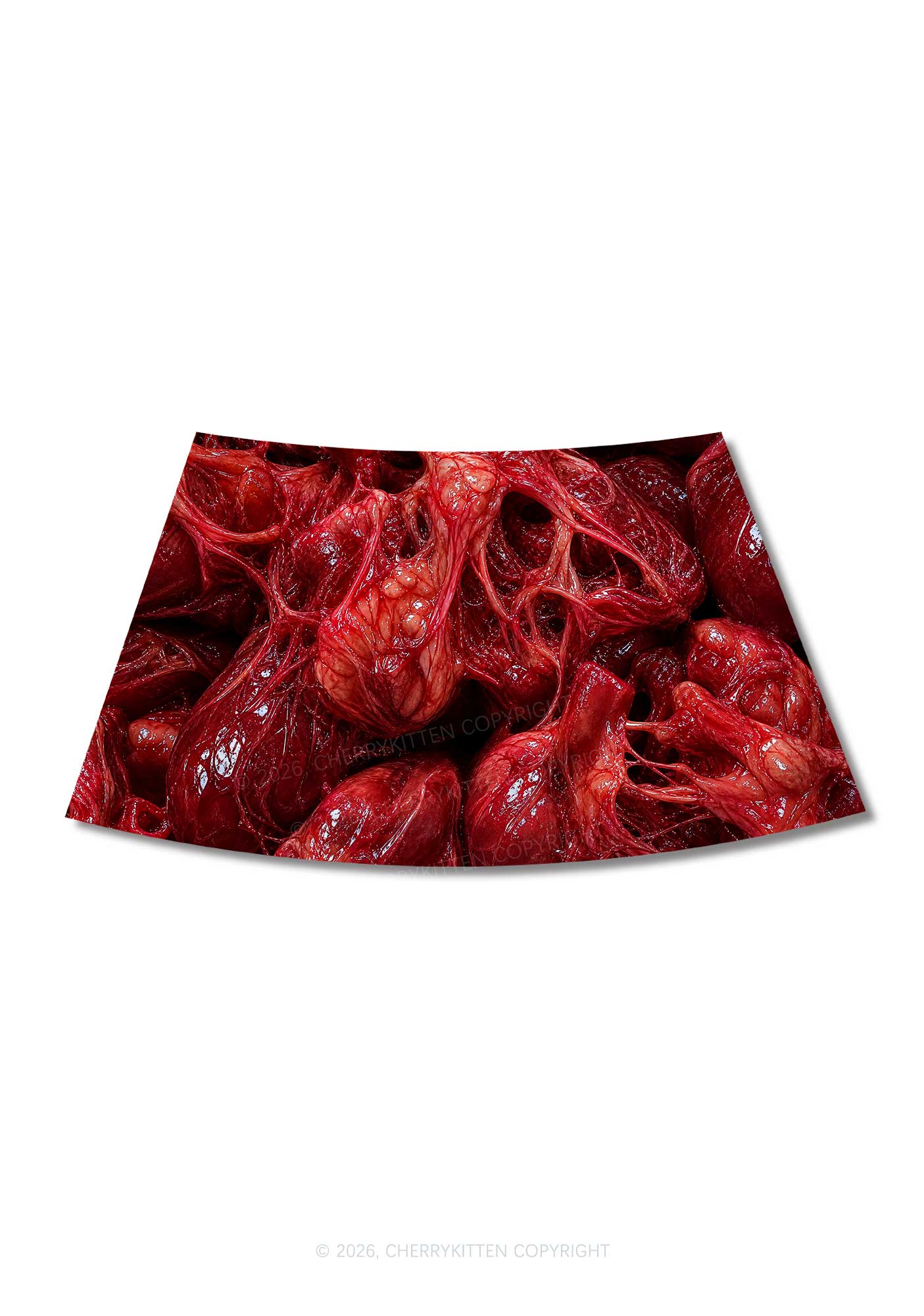 Red Anatomical Hearts Y2K Print Mini Skirt Cherrykitten