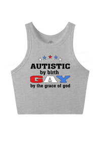 Autistic By Birth Gay Pride Y2K Crop Tank Top Cherrykitten