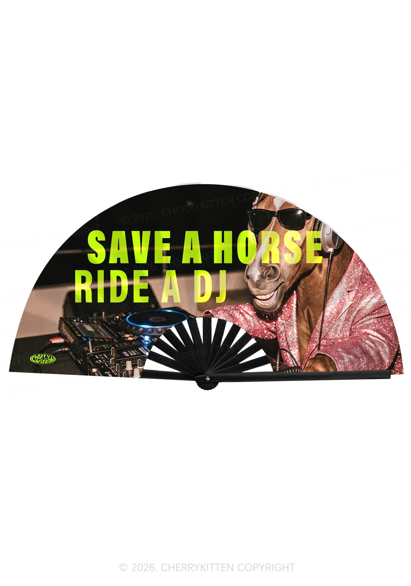 Save A Horse Ride A DJ Y2K Rave Hand Fan Cherrykitten