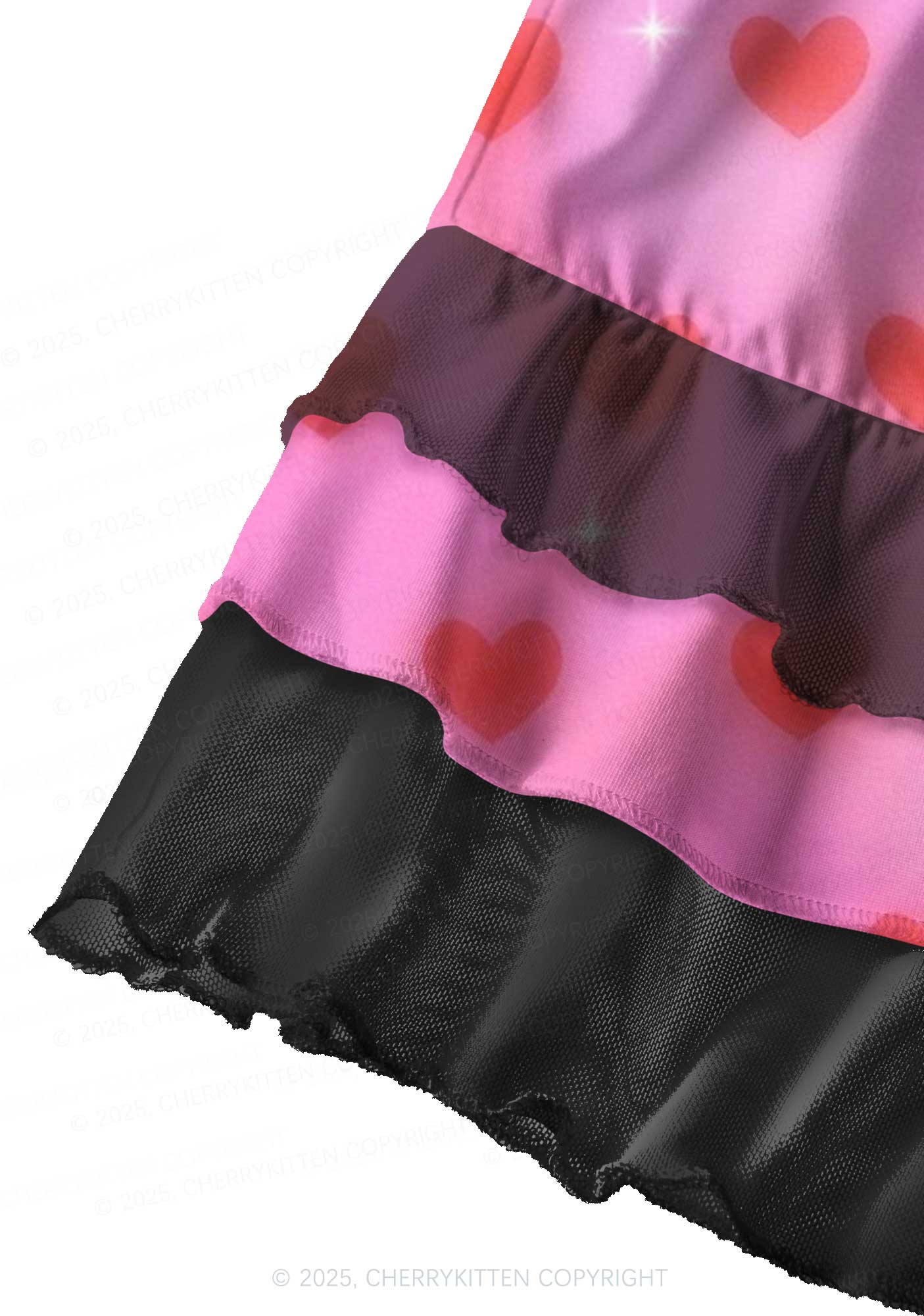 Shiny Love Y2K Print Mini Layered Skirt Cherrykitten