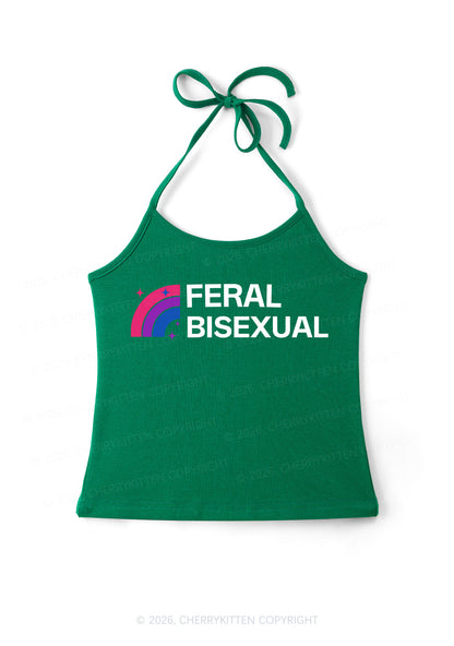 Feral Bisexual Pride Y2K Halter Neck Cami Cherrykitten