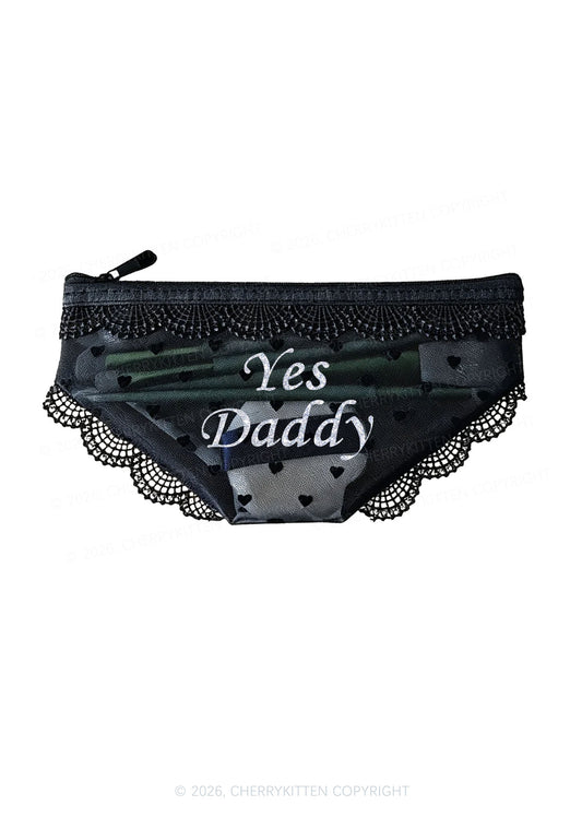 Glitter Yes Daddy Y2K Briefs Shape Cosmetic Pouch Cherrykitten