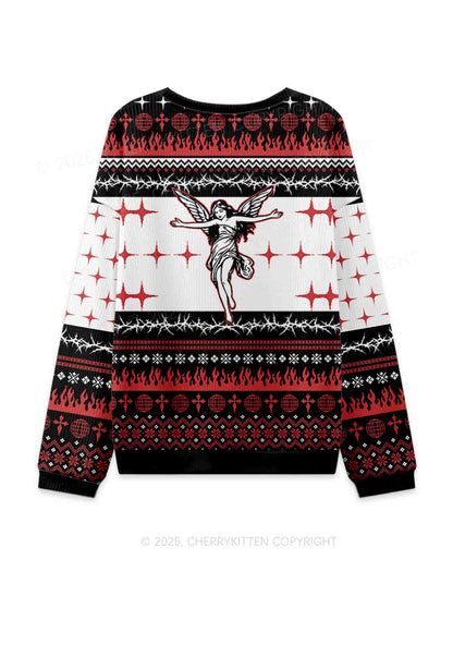 From Hell With Love Y2K Knit Sweatshirt Cherrykitten