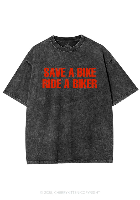 Save Bike Ride Biker Y2K Shirts Washed Tee Cherrykitten