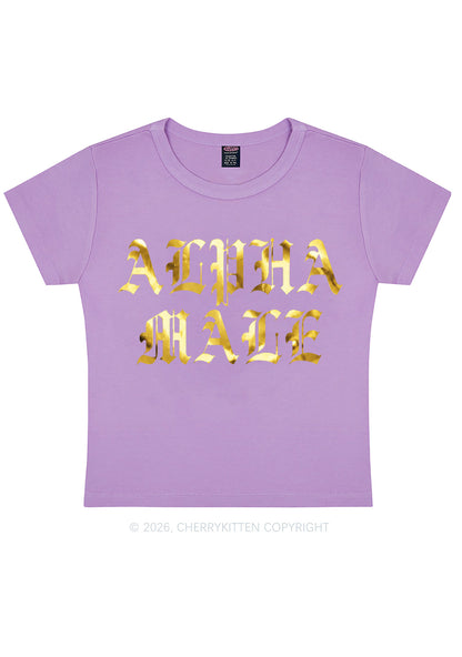 Alpha Male Silver Foil Printed Y2K Baby Tee Cherrykitten