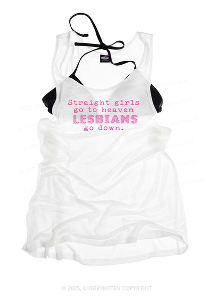 Lesbians Go Down Pride Y2K Sheer Boyfriend Tank Cherrykitten