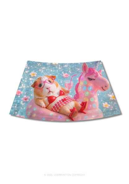 Guinea Pig On Unicorn Y2K Print Mini Skirt Cherrykitten