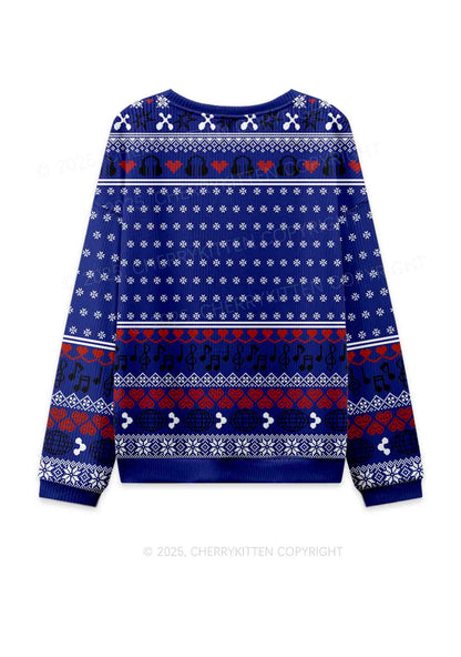 Hot Girls Love Techno Y2K Knit Sweatshirt Cherrykitten