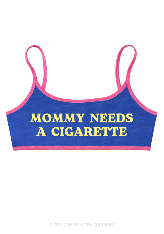 Mommy Needs A Cigarette Y2K Super Crop Cami Cherrykitten